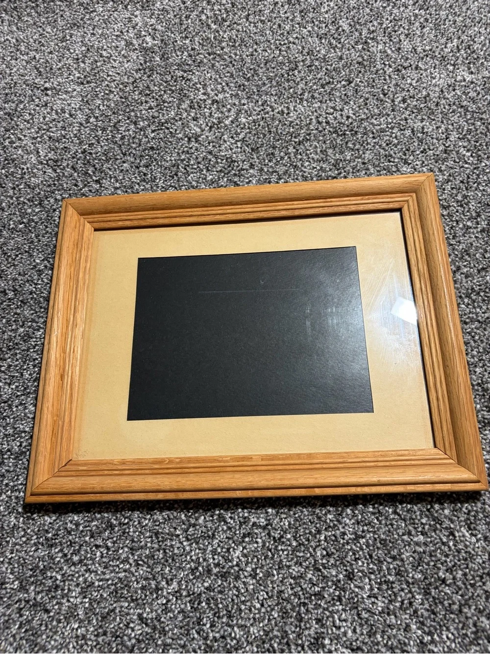 Vintage Solid Oak Wood Picture Frame with Beige Mat 9x12